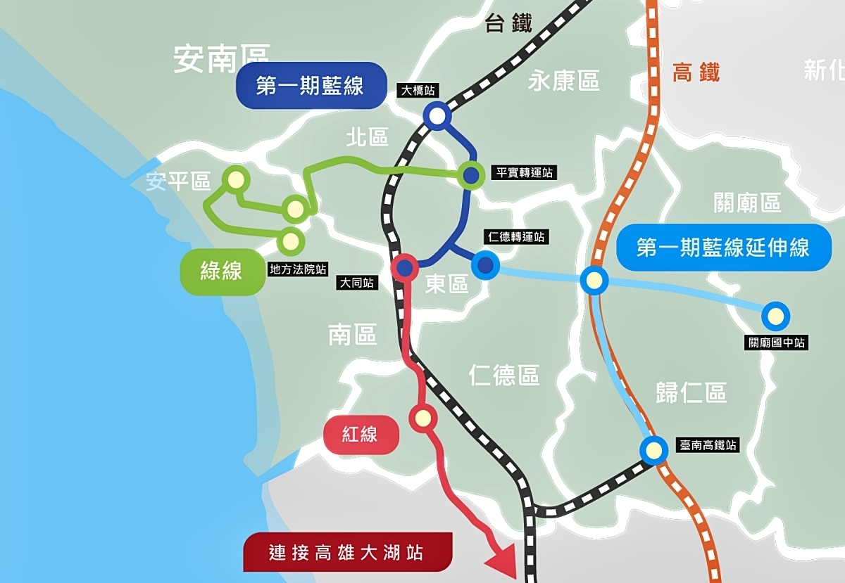 台南捷運藍線、綠線亦將於平實轉運站交會，成為東區門戶新地標。(圖／台南市捷運工程處)